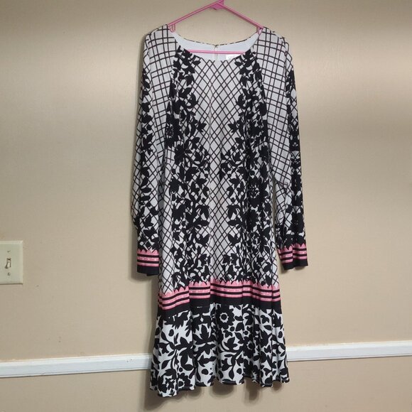 Eliza J Dresses & Skirts - ELIZA J  WOMENS GORGEOUS DRESS BROWN BLACK WHITE W FLORALS  FLAPPER 18W